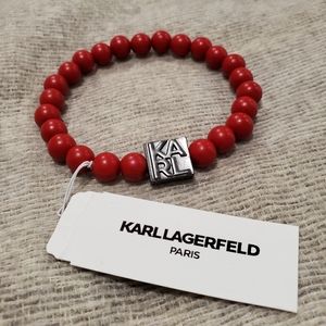 Karl Lagerfeld Paris Hemitite-Tone Beaded Stretch Bracelet